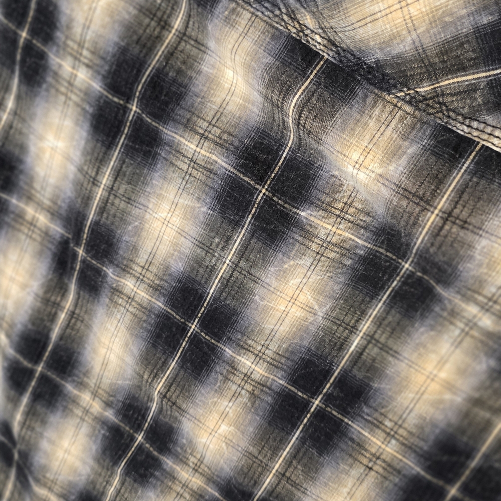 POP ICON CLOTHING Black and Cream Plaid Shirt with Cross Embroidery - Picture 8 of 11